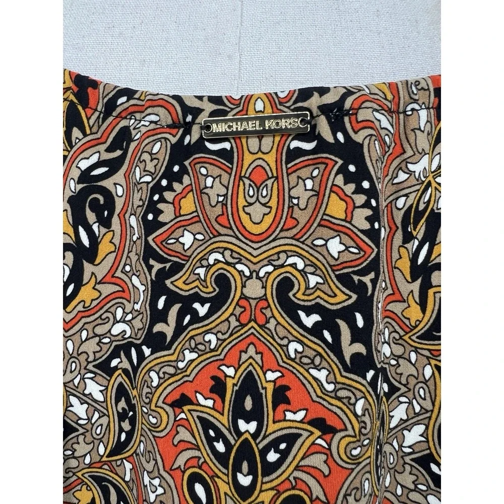 Michael Kors Women's Plus 2X‎ Blouson Shirt Paisley Ruched Chest Soft Knit NEW - Picture 6 of 12
